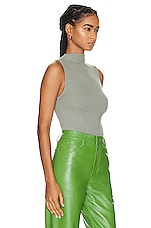 Enza Costa Silk Knit Rib Sleeveless Mockneck Top in Alpine Frost, view 2, click to view large image.