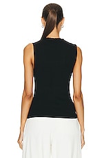 Enza Costa Silk Sweater Knit Sleeveless Mockneck Top in Black, view 3, click to view large image.