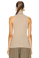 Enza Costa Cashmere Halter Turtleneck Top in Khaki, view 3, click to view large image.
