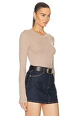 Enza Costa Silk Knit Long Sleeve Crewneck Top in Parchment, view 2, click to view large image.