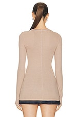 Enza Costa Silk Knit Long Sleeve Crewneck Top in Parchment, view 3, click to view large image.