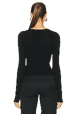 Enza Costa Silk Knit Long Sleeve Tuck Top in Black, view 3, click to view large image.