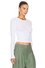 Enza Costa Silk Knit Long Sleeve Tuck Top in White, view 2, click to view large image.