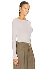 Enza Costa Silk Knit Boatneck Top in Salt, view 2, click to view large image.