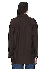 Enza Costa Oversized Shirt in Dark Brown, view 3, click to view large image.