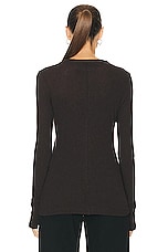 Enza Costa Cashmere Easy Cuffed Crewneck Top in Dark Brown, view 3, click to view large image.