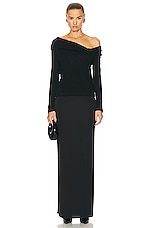 Enza Costa Cashmere One Shoulder Top in Black, view 5, click to view large image.