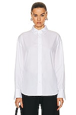 Enza Costa Luxe Long Sleeve Shirt in White, view 1, click to view large image.