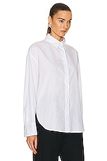 Enza Costa Luxe Long Sleeve Shirt in White, view 2, click to view large image.