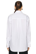 Enza Costa Luxe Long Sleeve Shirt in White, view 3, click to view large image.