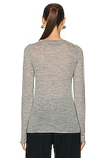 Enza Costa Tissue Cashmere Bold Long Sleeve Crew Top in Heather Grey, view 3, click to view large image.