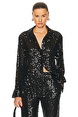 Enza Costa Sequin Shirt in Black, view 1, click to view large image.