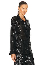 Enza Costa Sequin Shirt in Black, view 2, click to view large image.
