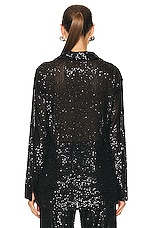 Enza Costa Sequin Shirt in Black, view 3, click to view large image.