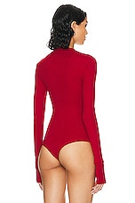 Enza Costa Cashmere U Neck Long Sleeve Bodysuit in Red, view 4, click to view large image.