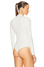 Enza Costa Matte Long Sleeve Wrap Bodysuit in Off White, view 4, click to view large image.