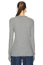 Enza Costa Cashmere Loose Long Sleeve V Top in Smoke, view 3, click to view large image.