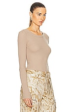 Enza Costa Cuffed Long Sleeve Crew Top in Clay, view 2, click to view large image.