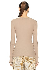 Enza Costa Cuffed Long Sleeve Crew Top in Clay, view 3, click to view large image.