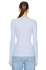 Enza Costa Cuffed Long Sleeve Crew Top in Powder Blue, view 3, click to view large image.