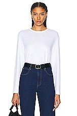 Enza Costa Supima Cotton Oversized Long Sleeve Top in White, view 1, click to view large image.