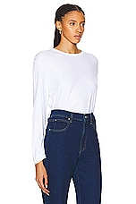 Enza Costa Supima Cotton Oversized Long Sleeve Top in White, view 2, click to view large image.