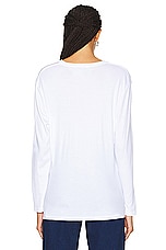 Enza Costa Supima Cotton Oversized Long Sleeve Top in White, view 3, click to view large image.