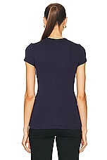 Enza Costa Supima Cotton Cap Sleeve Crew Top in Evening Blue, view 3, click to view large image.