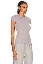 Enza Costa Supima Cotton Cap Sleeve Crew Top in Limestone, view 2, click to view large image.