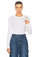 Enza Costa Linen Open Knit Crewneck Top in White, view 1, click to view large image.