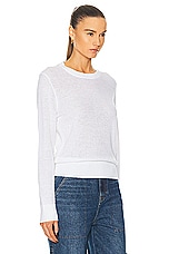 Enza Costa Linen Open Knit Crewneck Top in White, view 2, click to view large image.