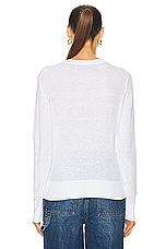 Enza Costa Linen Open Knit Crewneck Top in White, view 3, click to view large image.