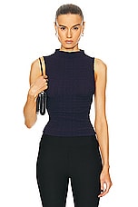 Enza Costa Puckered Sleeveless Hi-neck Top in Evening Blue, view 1, click to view large image.