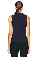 Enza Costa Puckered Sleeveless Hi-neck Top in Evening Blue, view 3, click to view large image.