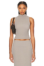 Enza Costa Puckered Sleeveless Hi-neck Top in Limestone, view 1, click to view large image.