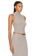 Enza Costa Puckered Sleeveless Hi-neck Top in Limestone, view 2, click to view large image.