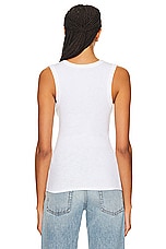 Enza Costa Textured Rib Sleeveless U Tank Top in White, view 3, click to view large image.