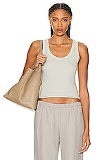 Enza Costa Supima Rib Scoop Tank Top in Mist, view 1, click to view large image.