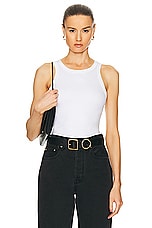 Enza Costa Supima Rib Sheath Tank Top in White, view 1, click to view large image.