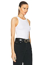Enza Costa Supima Rib Sheath Tank Top in White, view 2, click to view large image.