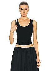 Enza Costa Silk Rib Bold Tank Top in Black, view 1, click to view large image.