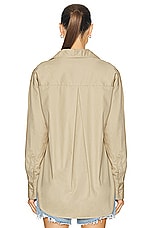 Enza Costa Poplin Long Sleeve Shirt in Tan, view 3, click to view large image.