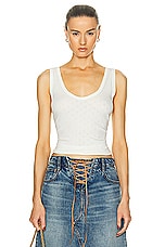 Enza Costa Scallop Edge Pointelle Tank Top in Cloud, view 1, click to view large image.