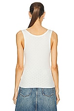 Enza Costa Scallop Edge Pointelle Tank Top in Cloud, view 3, click to view large image.