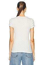 Enza Costa Scallop Edge Pointelle Cap Sleeve Tee in Cloud, view 3, click to view large image.