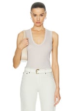 Enza Costa Supima Cotton Essential Sleeveless U Top in Raffia, view 1, click to view large image.