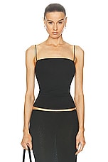 Enza Costa Supima Cotton Essential Strappy Tank Top in Black, view 1, click to view large image.