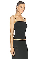 Enza Costa Supima Cotton Essential Strappy Tank Top in Black, view 2, click to view large image.