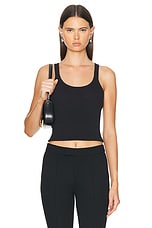 Enza Costa Linen Knit Strappy Tank Top in Black, view 1, click to view large image.