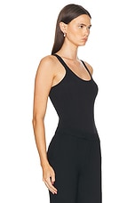 Enza Costa Linen Knit Strappy Tank Top in Black, view 2, click to view large image.
